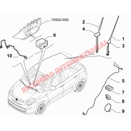 Aerial Antenna Mast - New Fiat 500 - Accessories