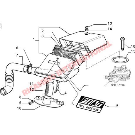 Air Filter Housing Rubber Seal - Classic Fiat Panda,Cinquecento,Seicento - Engine Parts