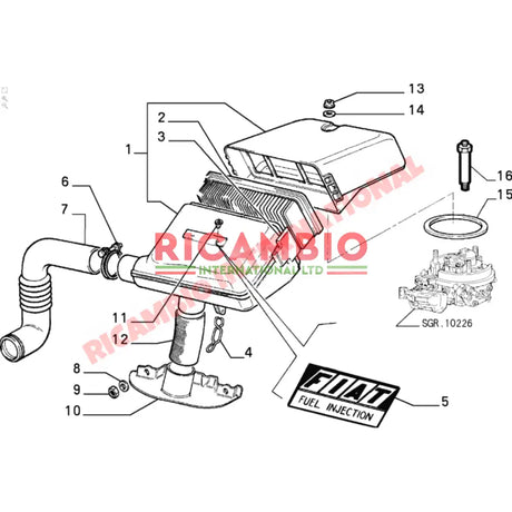 Air Filter Housing Rubber Seal - Classic Fiat Panda,Cinquecento,Seicento - Engine Parts