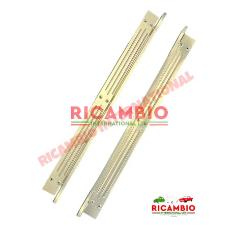 Aluminium Inner Foot/Kick Plate Trim Kit (pair) & Screws - Classic Fiat 500 - Door Inner Kick Plates