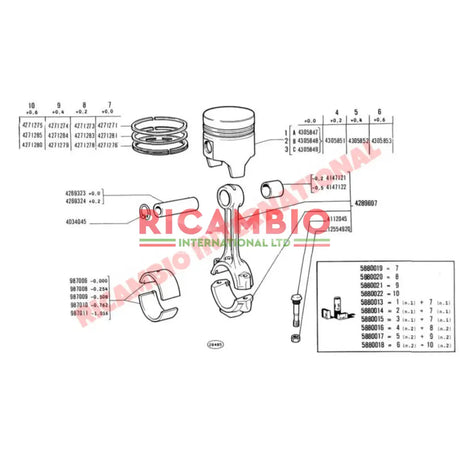 Big End Con Rod Shell Bearing Kit ( + /- 0.25mm Size) - Classic Fiat 500 - Bearings
