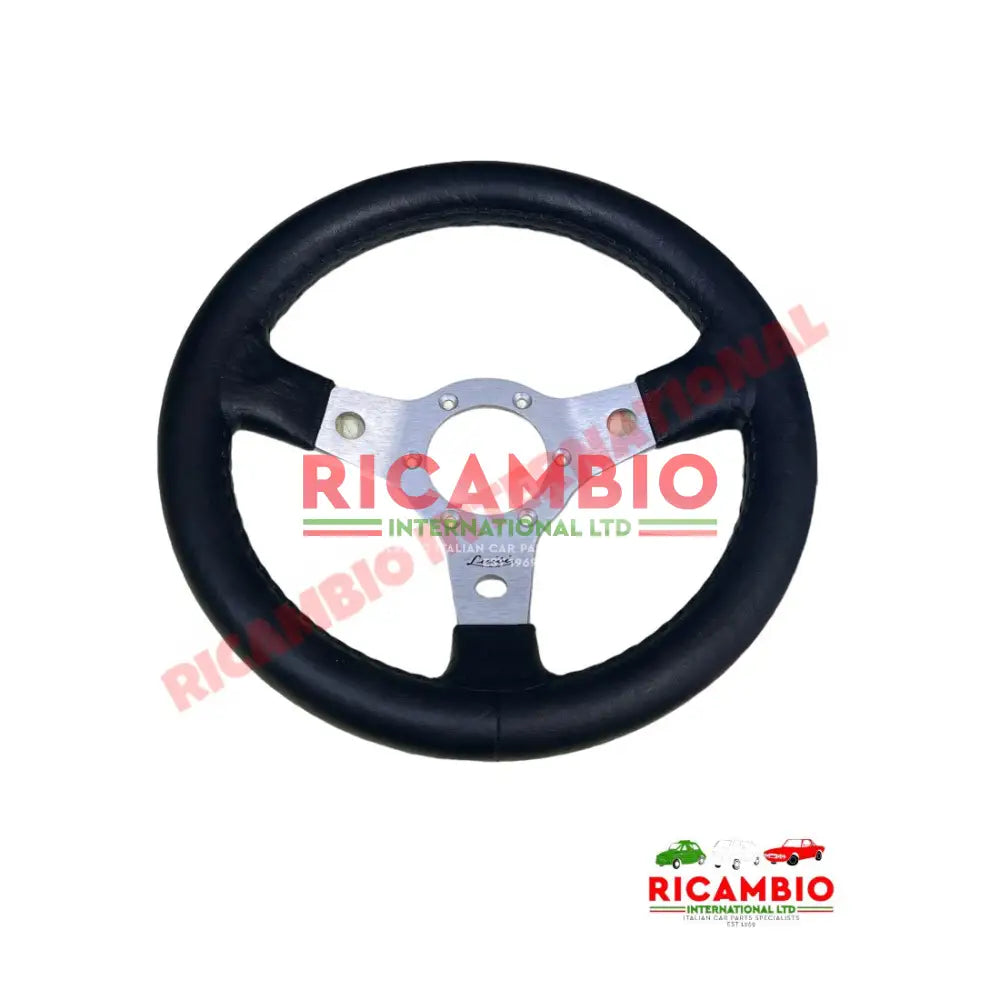 Black Leather ’LUISI’ Steering Wheel - Classic Fiat 500 126 - Steering