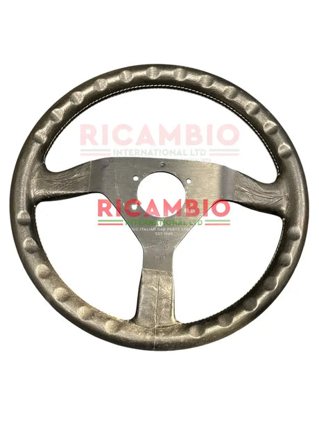 Black MOMO Leather Steering Wheel (350mm) - Classic Italian Cars - Steering wheel