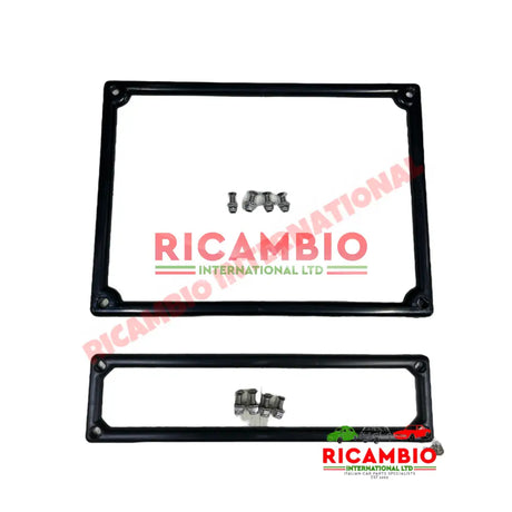 Black Plastic Number Plate Frame & Fittings Kit - Classic Fiat 500 600 850 plus lots more - Exterior Trim