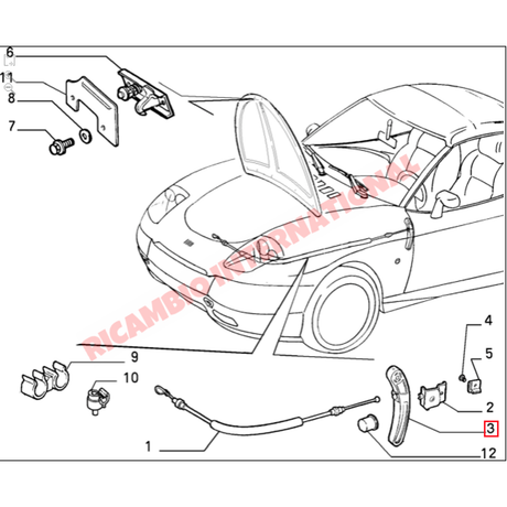 Bonnet Handle - Fiat Barchetta - Cables