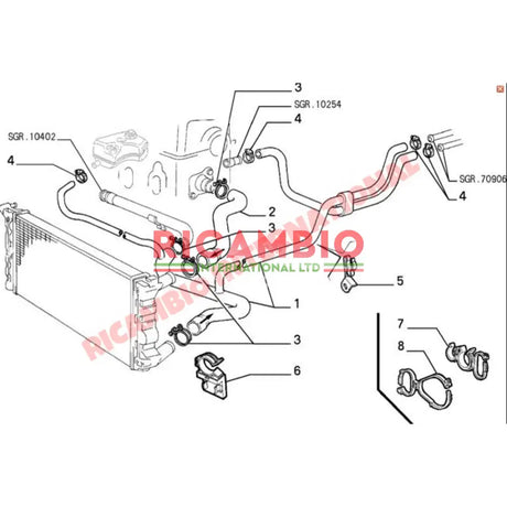 Bottom Radiator Hose - Classic Fiat Panda - Heating and Cooling