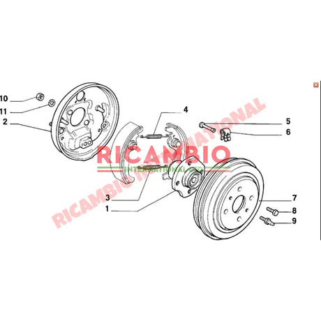 Brake Shoe Clip Kit - Fiat 126,127,128 Classic Panda,Uno,Cinquecento,Seicento,Strada,Regata,900 - Brakes