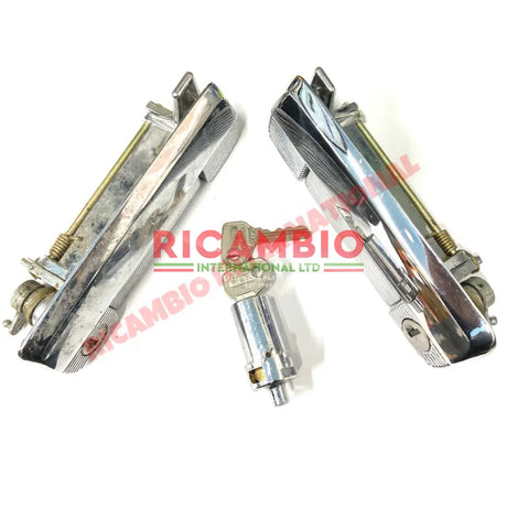 Chrome Outer Door Handle Kit (3 pieces) - Fiat 127 - Handles - Locks and Catches