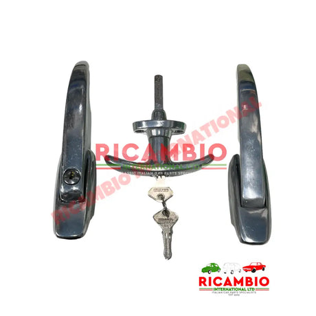 Complete Aluminium Outer Door Handle and Tailgate Lock Set - Fiat 600 850T - Handles - Locks and Catches