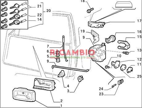 Door Lock Clip - Fiat Barchetta,Punto MK1,Seicento,Multipla - Handles - Locks and Catches