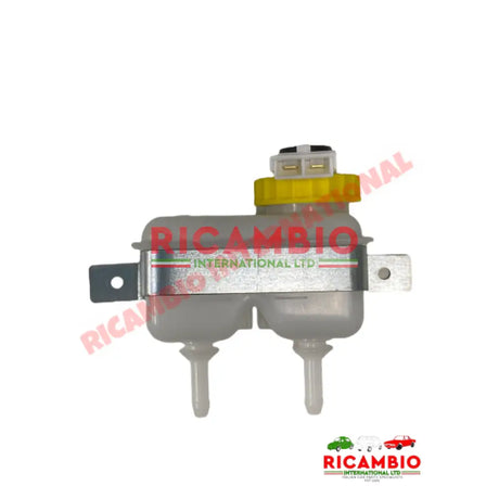 Dual Brake Fluid Reservoir Tank w/ Sensor Lid & Bracket Kit - Classic Fiat 500,126,600,850,124 plus many others