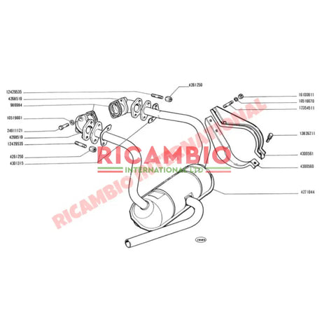 Exhaust Elbow Manifold Kit (As Original) - Classic Fiat 500 126 Autobianchi Bianchina - Exhaust & Related Parts