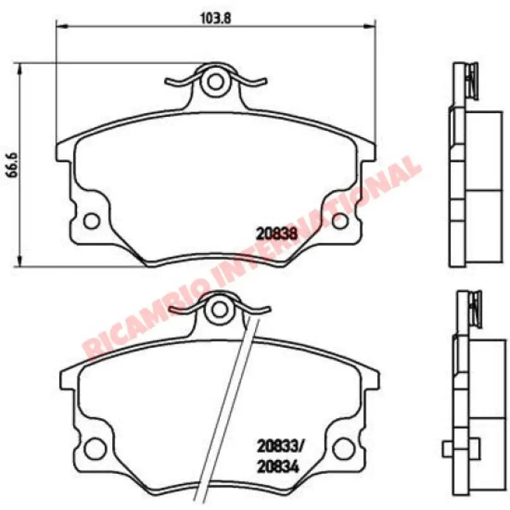 Front Brake Pads Set - Classic Fiat Panda 124,Uno Turbo,Punto GT,Strada Abarth,Barchetta Plus Lancia - Front Brakes