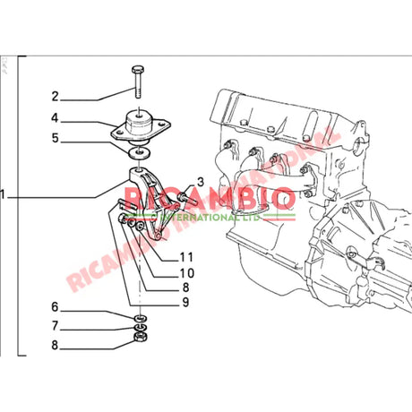 Front Engine Mount & Bracket Complete - Fiat Panda - Engine Parts