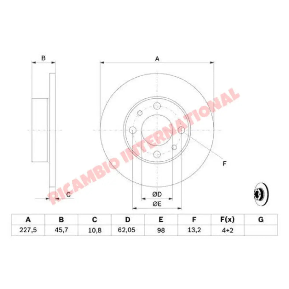 Front/Rear Brake Disc Kit (2) - Fiat 850,900,124 125,127,128,131,132,Strada,Ritmo,Classic Panda,Uno,X19 Autobianchi