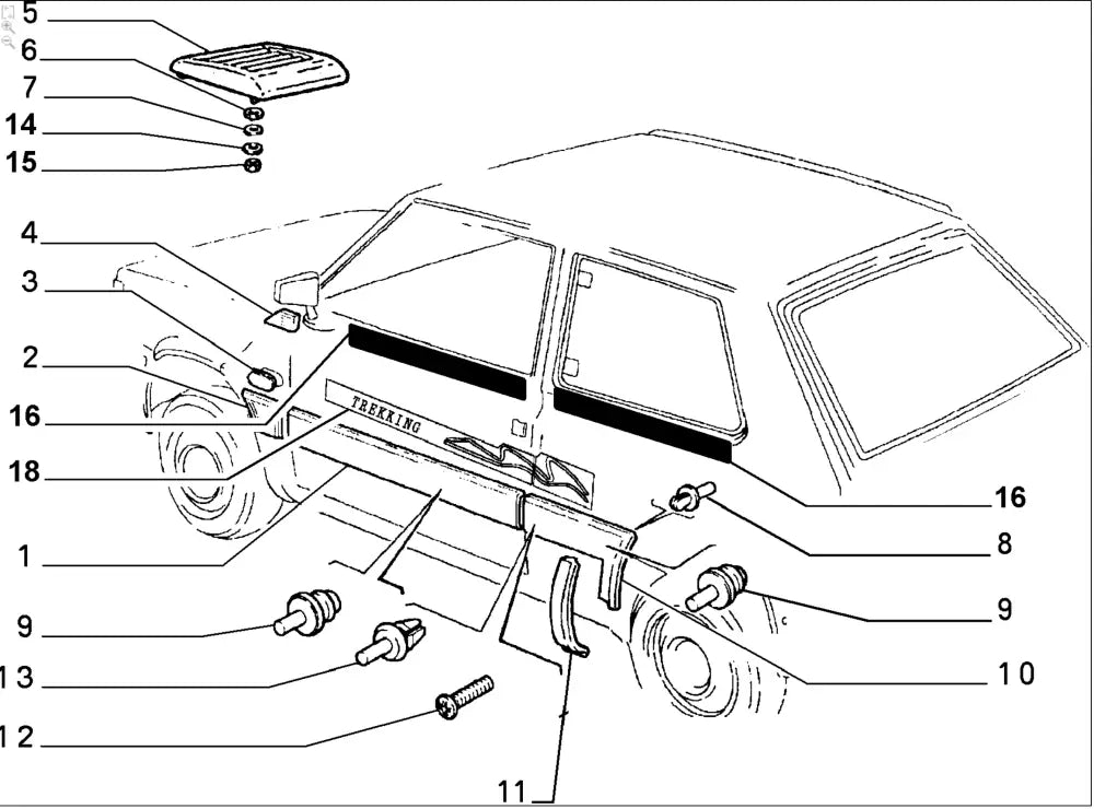 Front Wing Rubber Plug Kit - Classic Fiat Panda - Rubber Parts and Grommets