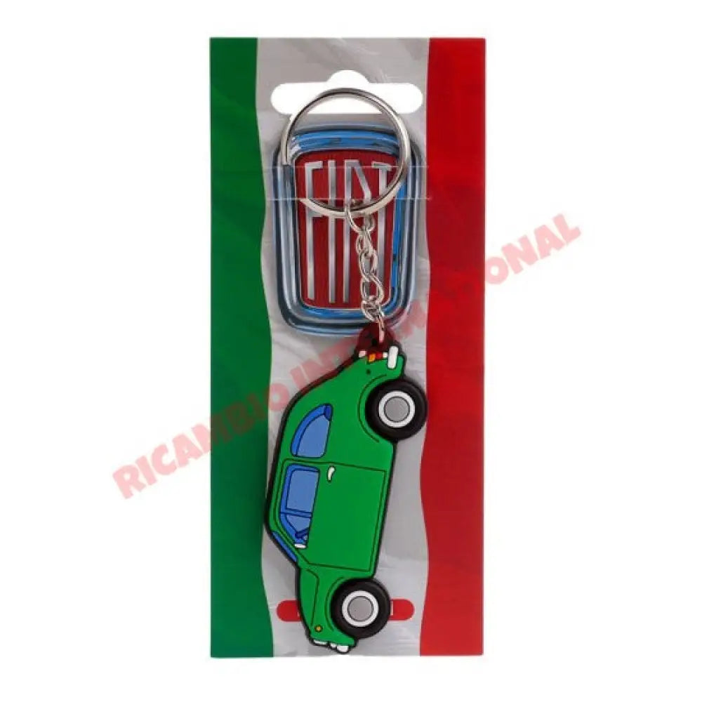 Green Fiat 500 PVC Keyring - Gifts - Confectionary - Furniture and Novelty Items