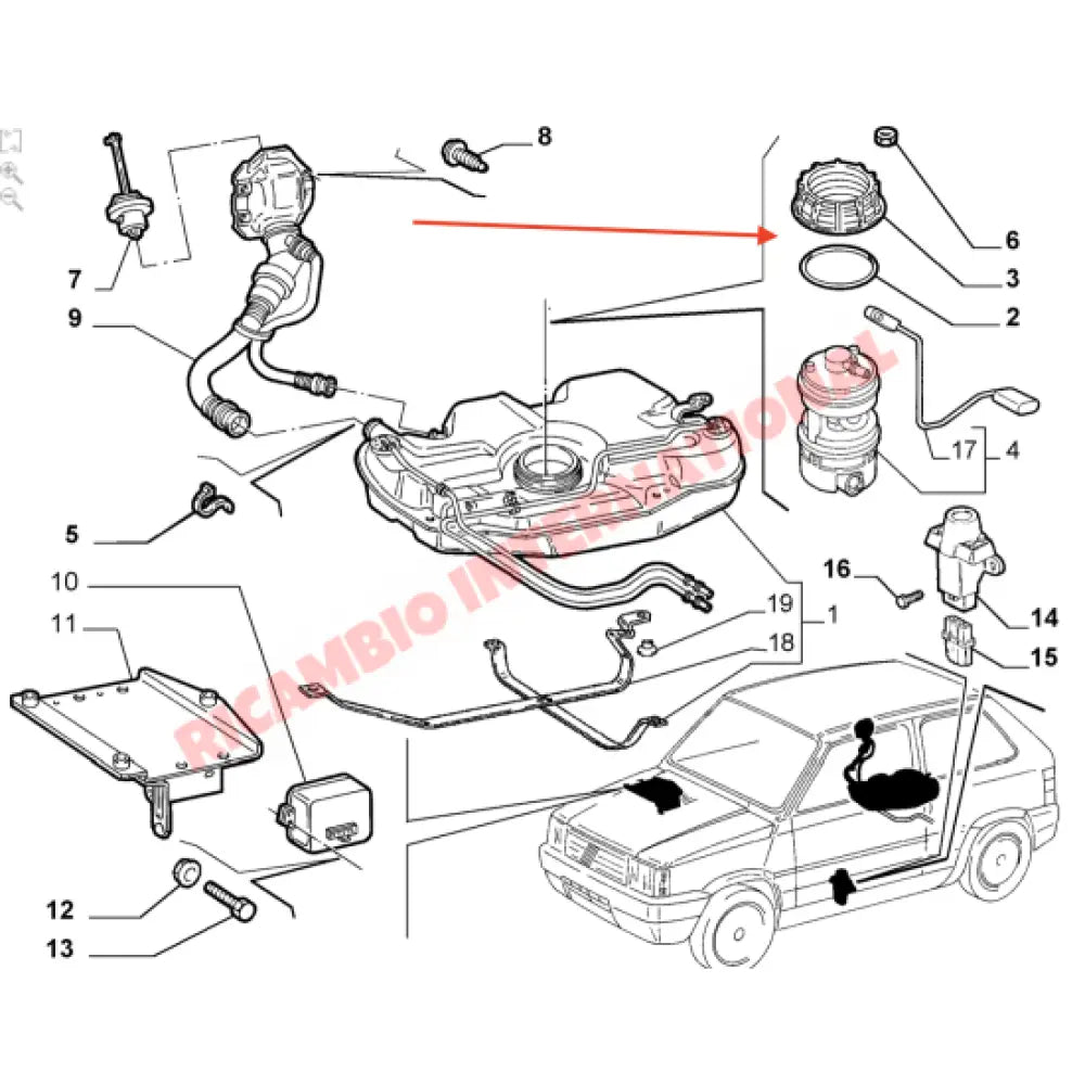 In Tank Fuel Pump Screw on Lid & Rubber Seal Kit - Classic Fiat Panda,Multipla,New 500,Punto,Bravo,New