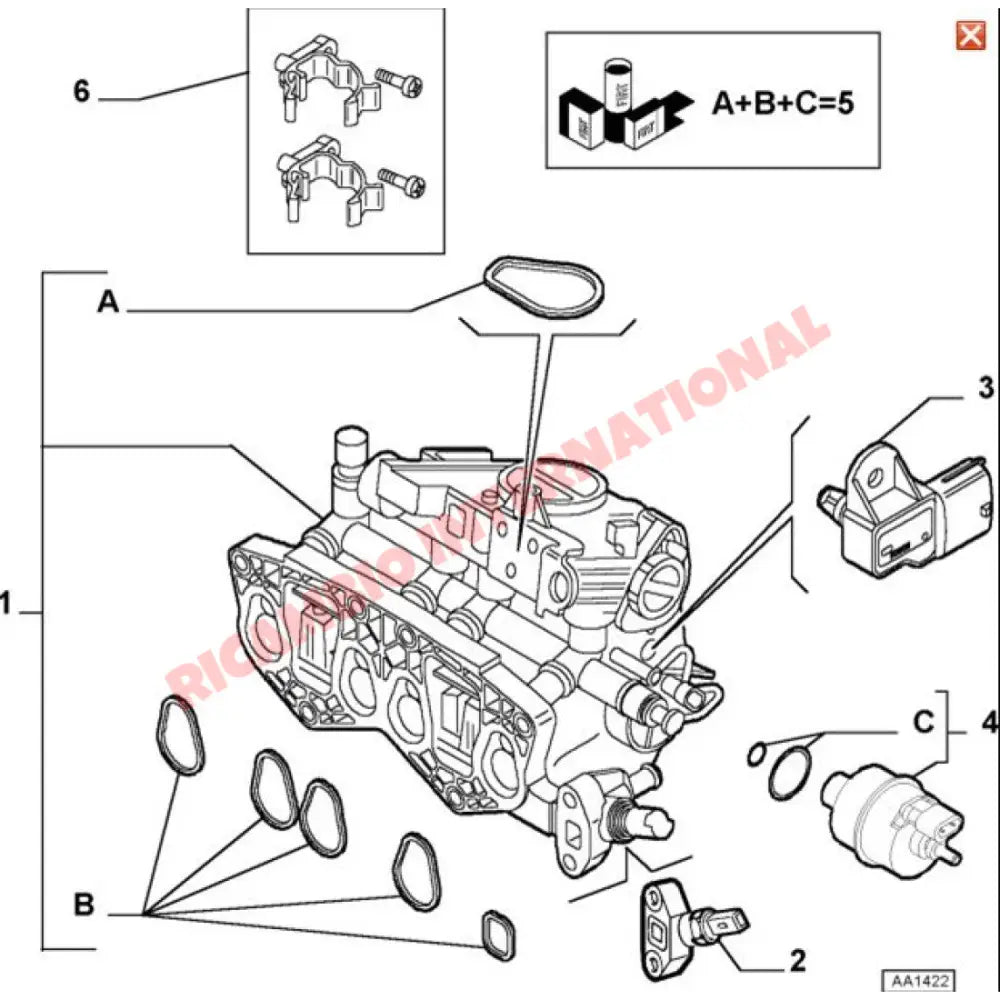 Inlet Manifold Seal/Gasket Kit - Fiat Punto MK2 New Panda Seicento Doblo Classic Panda - Gaskets