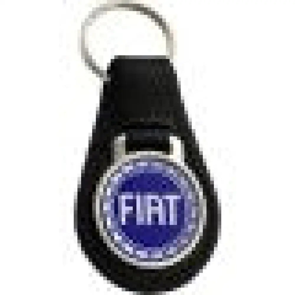 Keyring Black Leather Keyfob - Blue Fiat - Toys - Gifts & Novelty Items