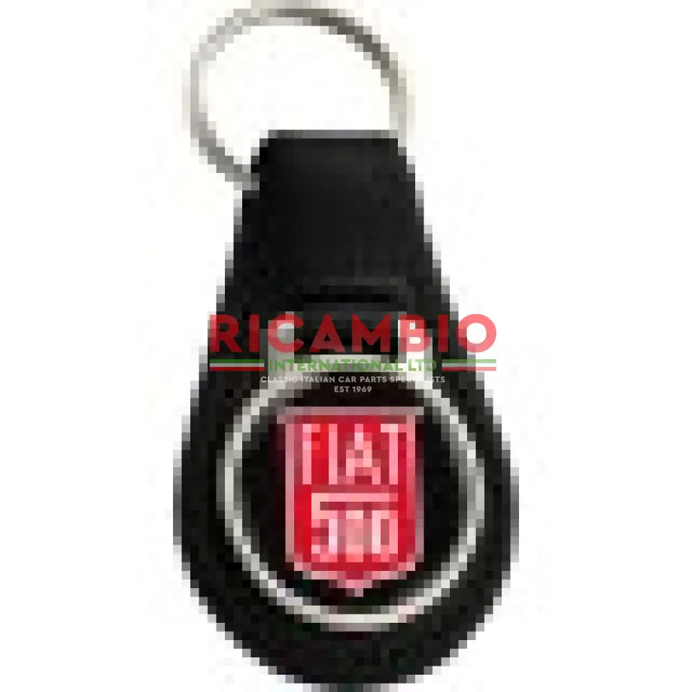 Keyring Black Leather Keyfob - Fiat 500 - Toys - Gifts & Novelty Items