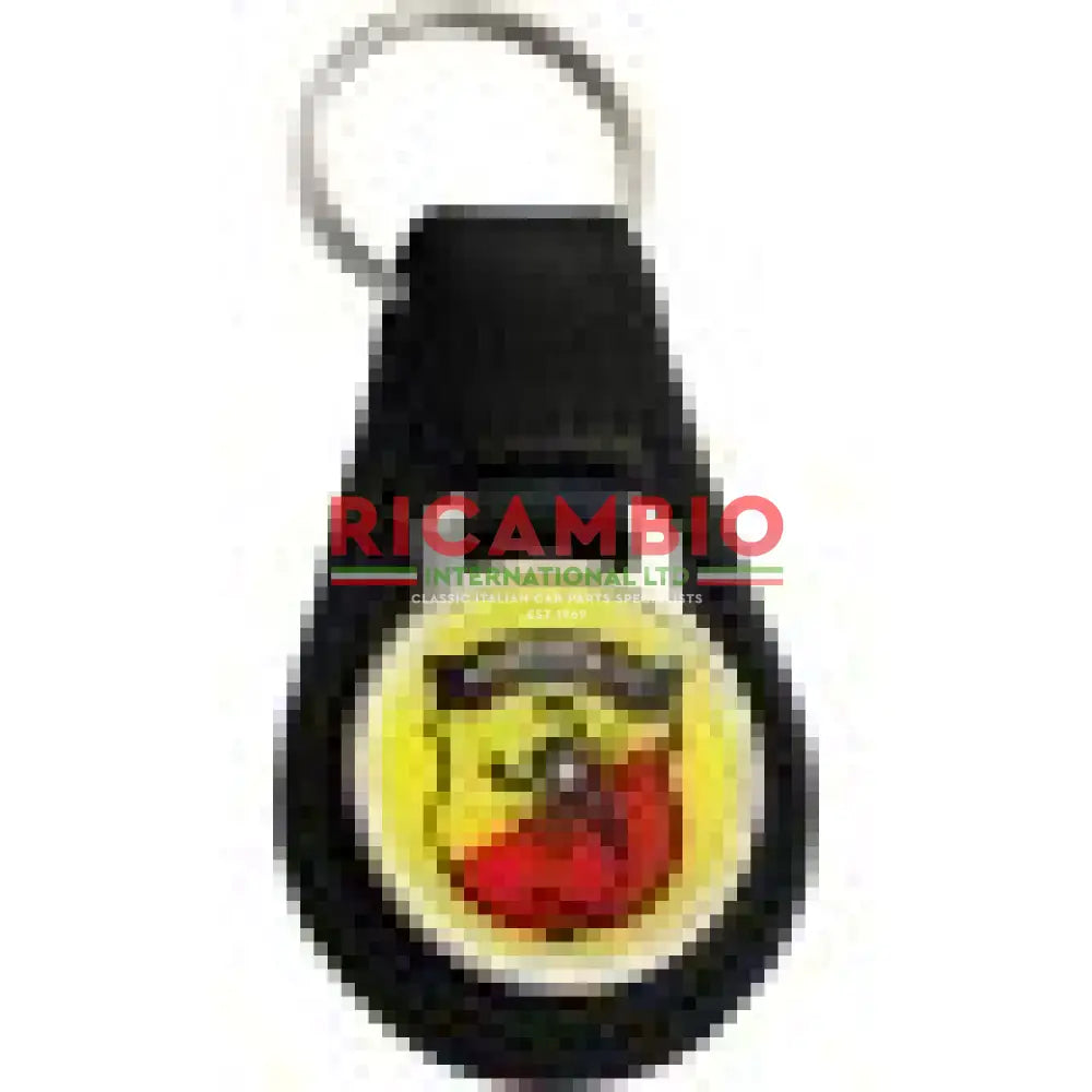 Keyring Black Leather Keyfob - Yellow Abarth - Toys - Gifts & Novelty Items