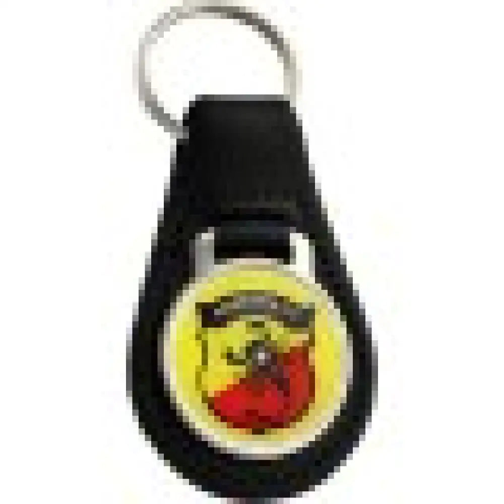 Keyring Black Leather Keyfob - Yellow Abarth - Toys - Gifts & Novelty Items
