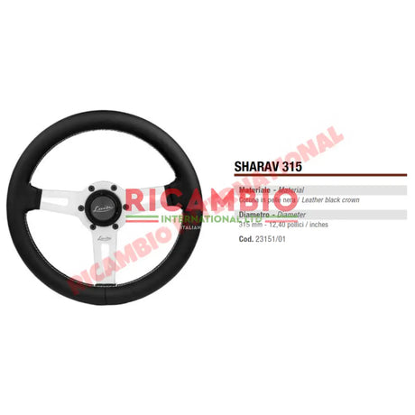 Luisi ’Sharav 315’ Black Leather Steering Wheel - Fiat Lancia Alfa Romeo - Steering