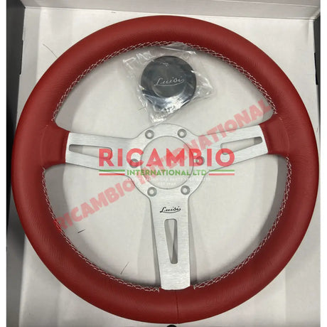 Luisi ’Sharav 315’ Red Leather Steering Wheel - Fiat Lancia Alfa Romeo - Steering