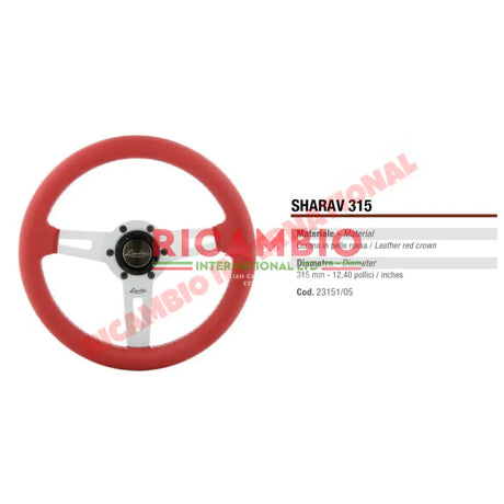 Luisi ’Sharav 315’ Red Leather Steering Wheel - Fiat Lancia Alfa Romeo - Steering