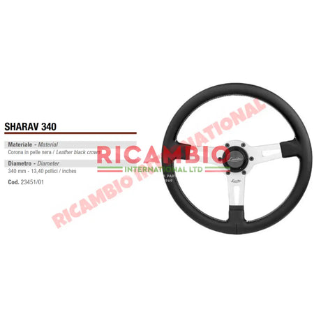 Luisi ’Sharav 340’ Black Leather Steering Wheel - Fiat Lancia Alfa Romeo - Steering