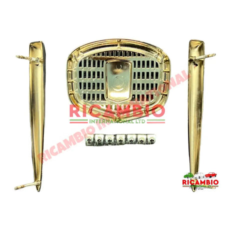 Metal Chrome Front Badge Grille & Clips - Classic Fiat 500 - Exterior Parts and Trim