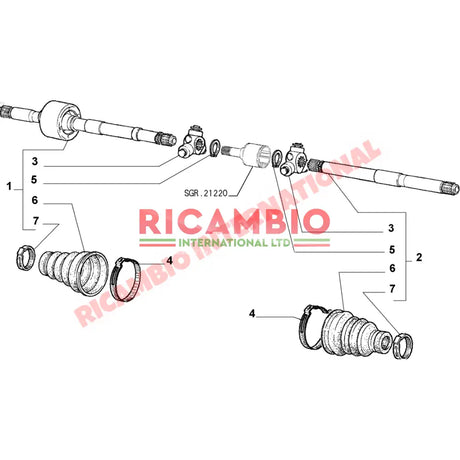 N/S Left Hand Drive Shaft & Tripod Bearing - Fiat Seicento Sporting - Steering - Shaft & Suspension