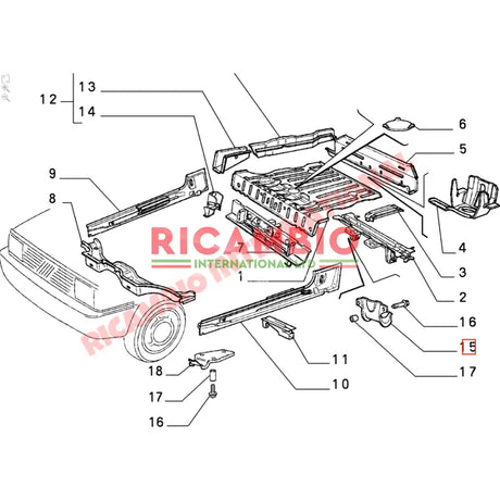 N/S Left Hand Floor Cross Member Bracket - Classic Fiat Panda Lancia Y10 - Body Panels