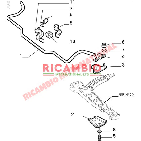 N/S Left Hand Front Anti Roll Bar Bracket & Bush Kit - Fiat Cinquecento,Seicento - Steering - Shaft & Suspension