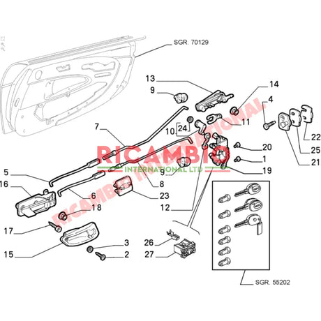 N/S Left Hand Outer Door Handle - Fiat Barchetta - Barchetta