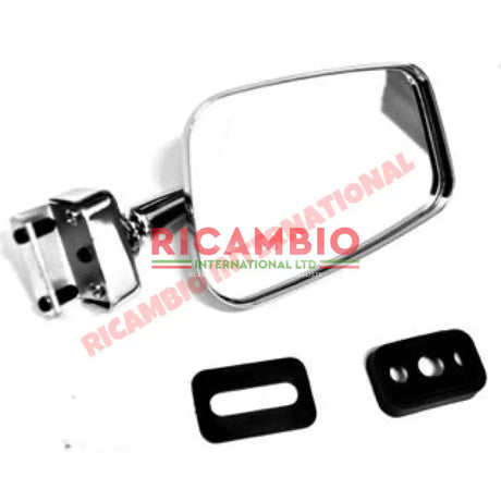 O/S Right Chrome Rectangle Mirror (Clip-on) - Classic Fiat 500 126 600 - Mirrors