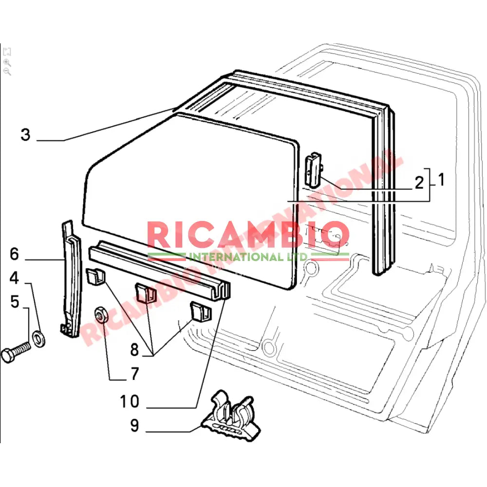 O/S Right Hand Door Glass - Fiat Uno - Accessories