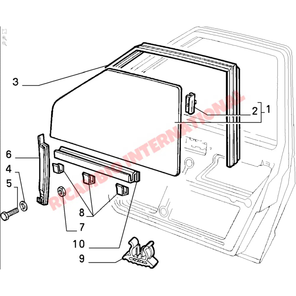O/S Right Hand Door Glass - Fiat Uno - Accessories