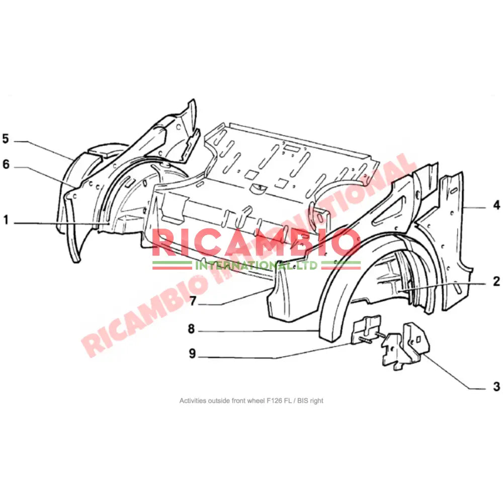 O/S Right Hand Front Inner Wheel Arch - Fiat 126 - Body Parts