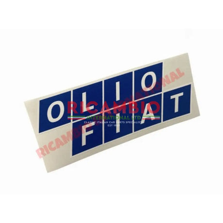 OLIO FIAT Stickers 150mm (Available in Yellow,White or Blue) - Blue - Bumpers & Assorted Exterior Trim