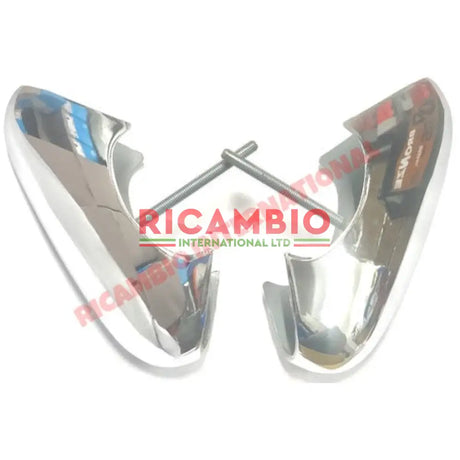Pair of Chrome Bumper Overiders - Classic Fiat 500 Topolino - Exterior Parts and Trim