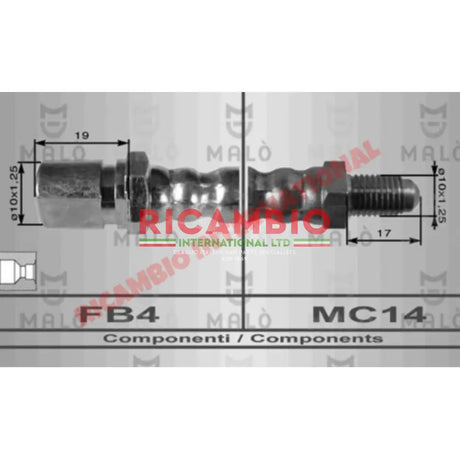 Rear Flexible Brake Hose - Lancia Fulvia S2 & S3 - Lancia Fulvia Brake Part & Components