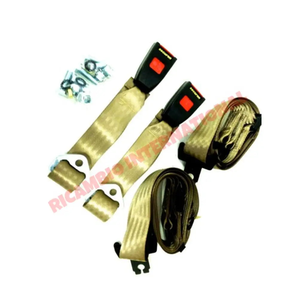 Rear Seat Belt Kit Static (COFFEE CREAM) - Classic Fiat 500 126 600 850 900 - Classic Fiat 500 Parts & Spares