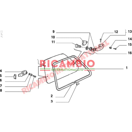 Rear Side Window Hinge Gasket - Fiat 126 - Handles - Locks and Catches