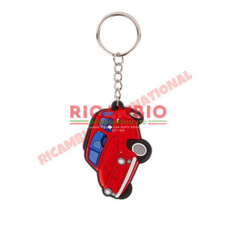Red Fiat 500 PVC Keyring - Gifts - Confectionary - Furniture and Novelty Items