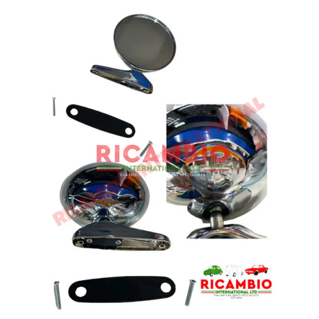 Round Chrome Mirror (Bolt-on) - Fiat 124 850 Sports & Spider Alfa Spider PLUS MANY OTHERS - Mirrors