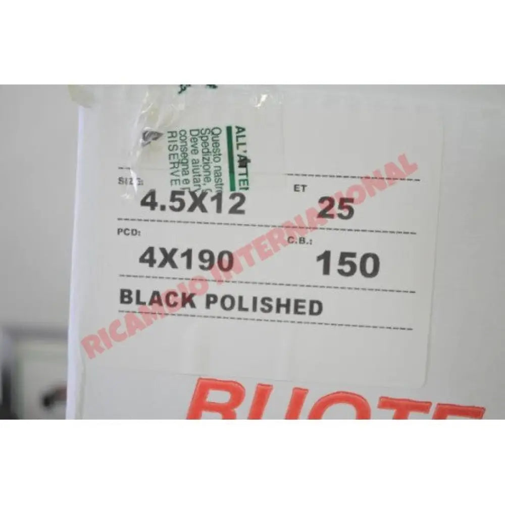 Set of BLACK Alloy Wheels (Mille Miglia) - Classic Fiat 500 126 - Wheels - Tyres & Tubes