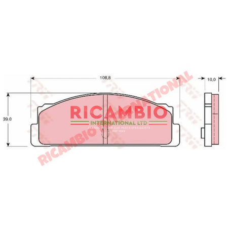 Set of Rear Brake Pads - Fiat Classic Panda 30/45,124,125,127,128,131,132,133,X19,Strada,Ritmo,900T/E Autobianchi