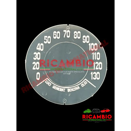 FLAT Speedo Front Speedometer Glass (130KM/H) - Classic Fiat 500 - Dashboard and Speedo Parts